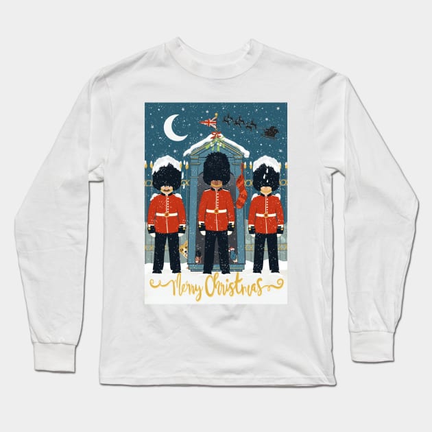 The King’s Royal Guard waiting for Santa in the snow Long Sleeve T-Shirt by NattyDesigns